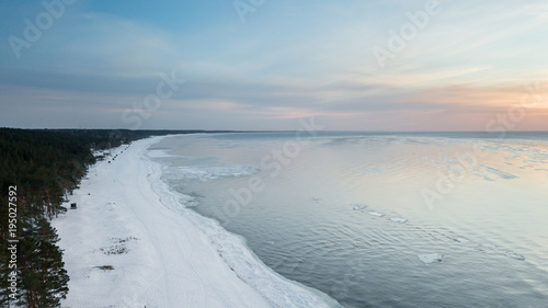 Winter sunset, Saulkrasti, Baltic Sea.