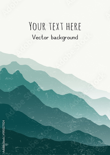 Beautiful mountains landscape. Vertical nature background with space for text. Vector illustration for cards, covers, banners, prints, posters, murals and wallpaper design.