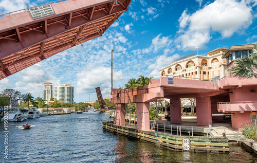 Beautiful drawbridge along city canals, Fort Lauderdale, FL