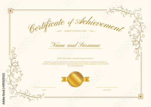 Luxury certificate template with elegant border frame, Diploma design for graduation or completion