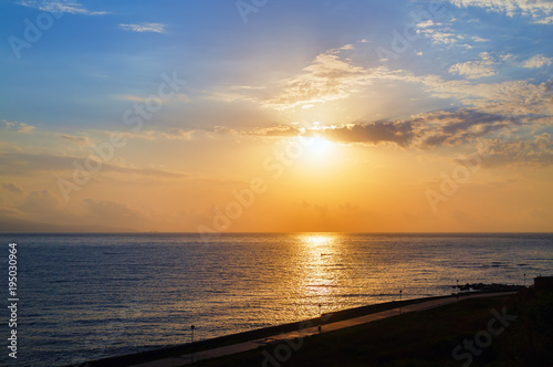 Sunrise over sea. Scenic morning dawn over on Black sea coast. © Veresovich