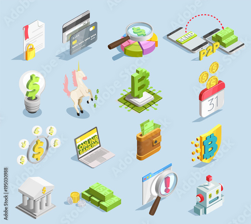 Financial Technology Isometric Set
