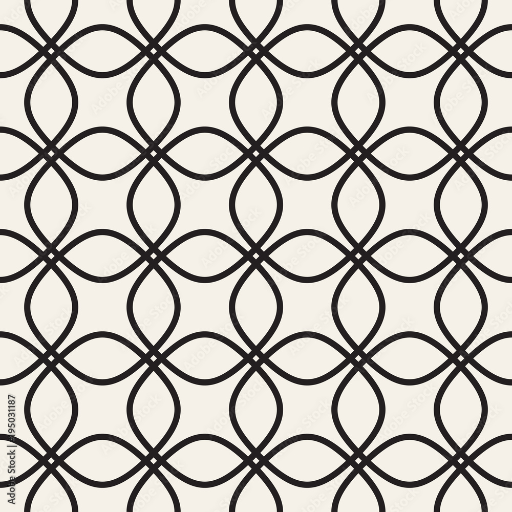 Fototapeta premium Vector seamless pattern. Modern stylish texture. Geometric striped ornament. Monochrome lattice