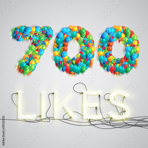 Number of likes made by balloon, vector illustration