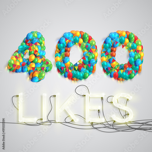 Number of likes made by balloon, vector illustration