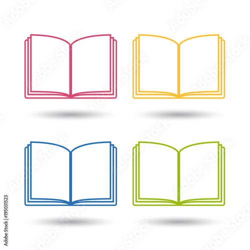 Offenes Buch Set - Bunte und editierbare Vektor Symbole - Isoliert auf weißem Hintergrund