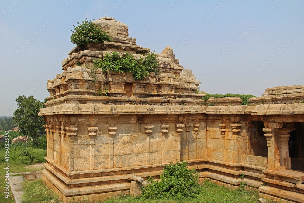 An ancient temple complex Hemakuta hill in Hampi, Karnataka, India.