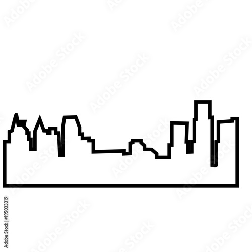 detroit skyline silhouette outline on white background