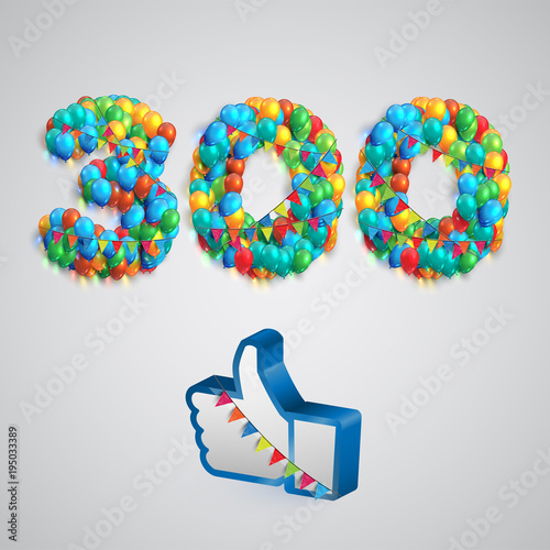 Number of likes made by balloon, vector illustration