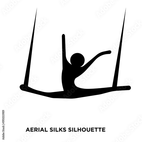 aerial silks silhouette on white background