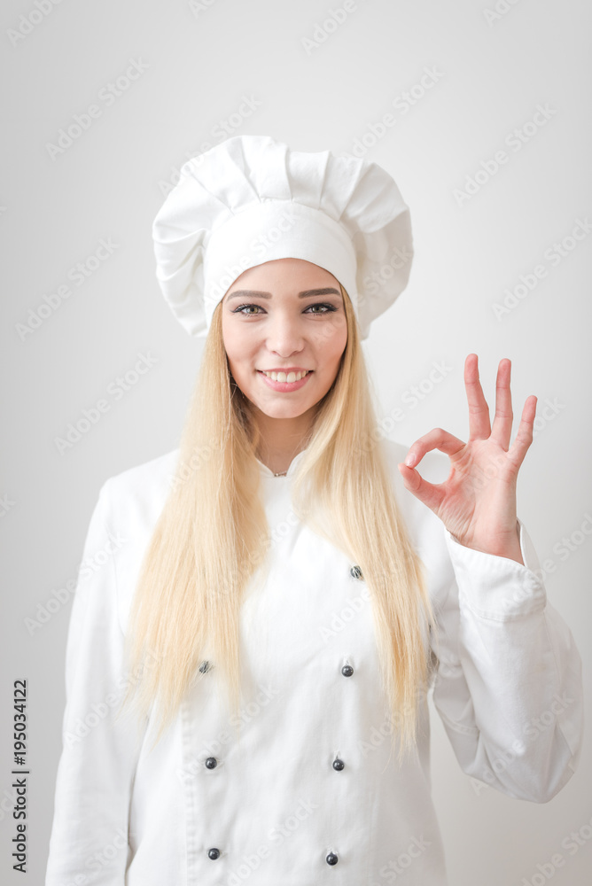 Chef woman. Isolated over white background Chef woman. Isolated over white background