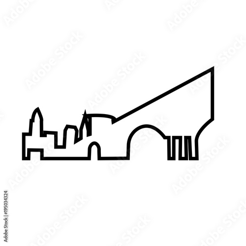 cleveland silhouette outline on white background