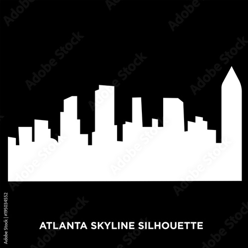white atlanta skyline silhouette on black background