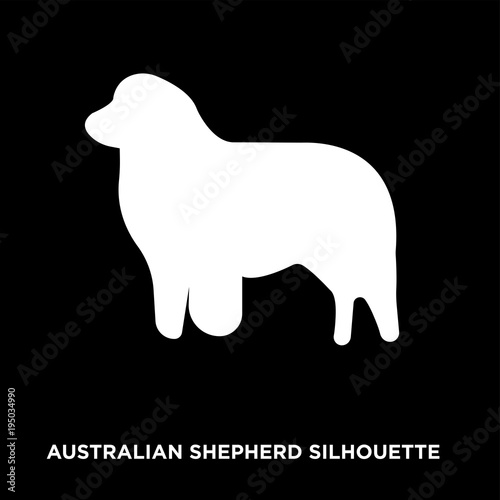 white australian shepherd silhouette on black background