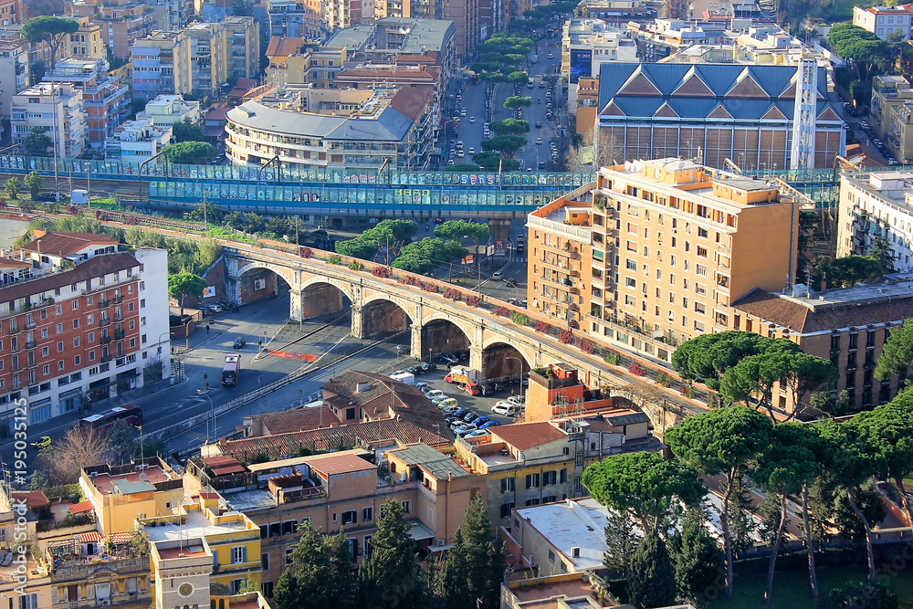Obraz premium view of the Rome and the papal railway