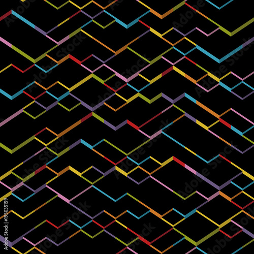 Seamless isometric cubes pattern. Black abstract geometric square shapes