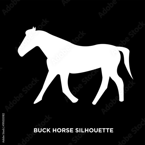 white buck horse silhouette on black background
