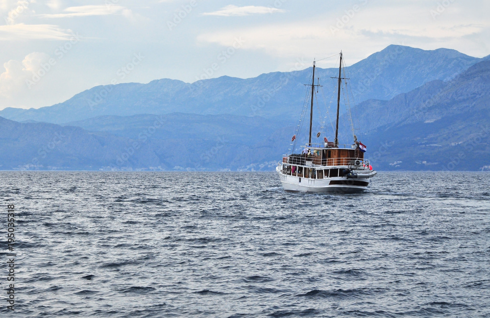 Yacht cruising adriatic sea by Croatian coast