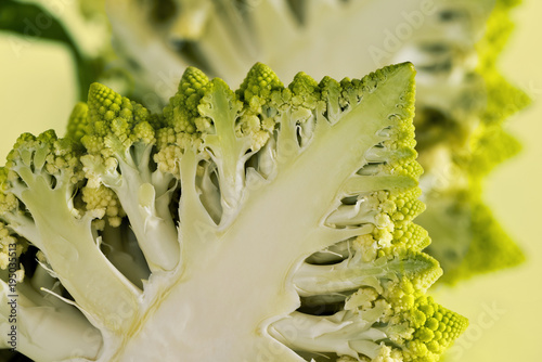 A half of a Romanesco broccoli (also known as Roman cauliflower)