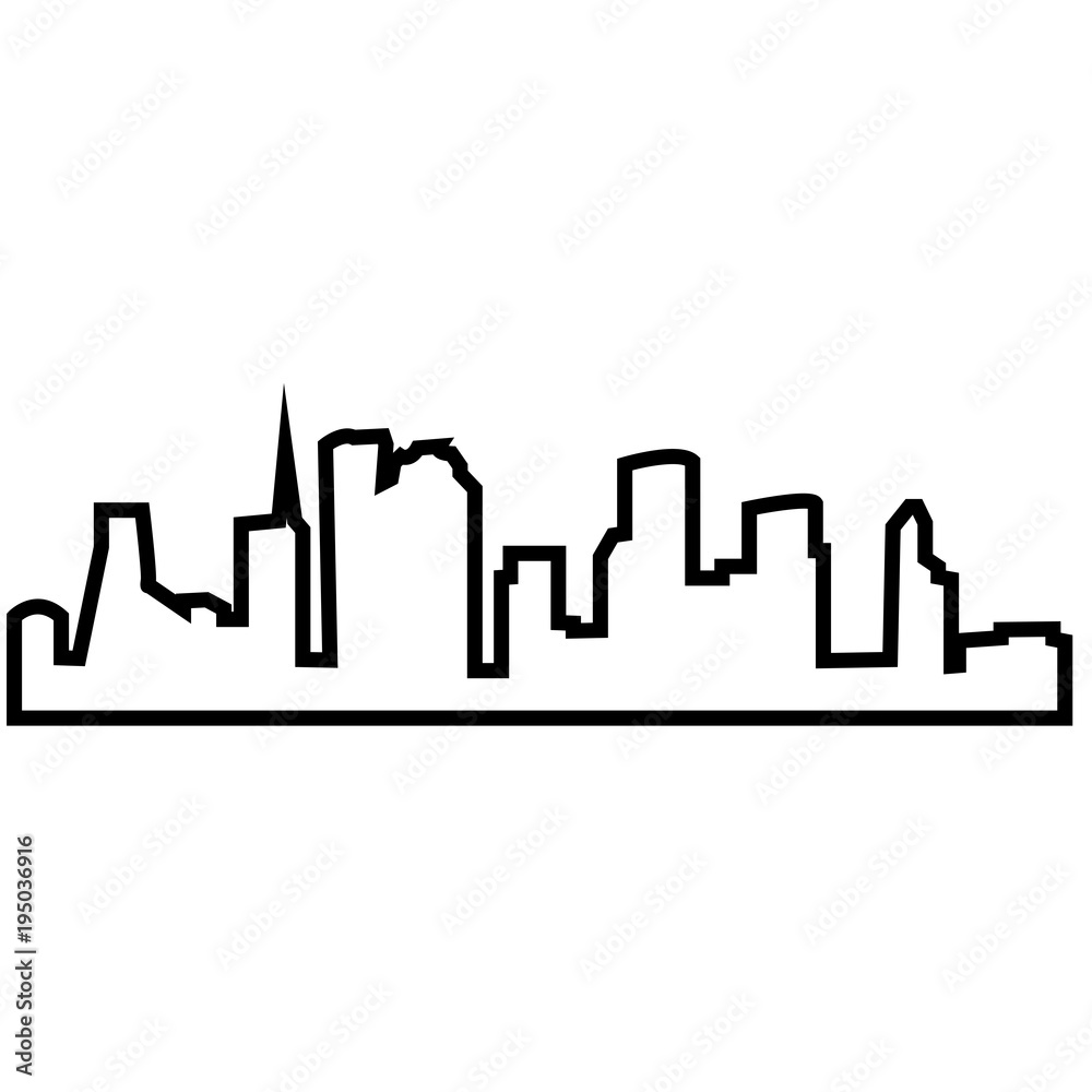 houston skyline silhouette outline on white background