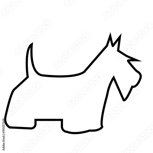 scottish terrier silhouette outline on white background
