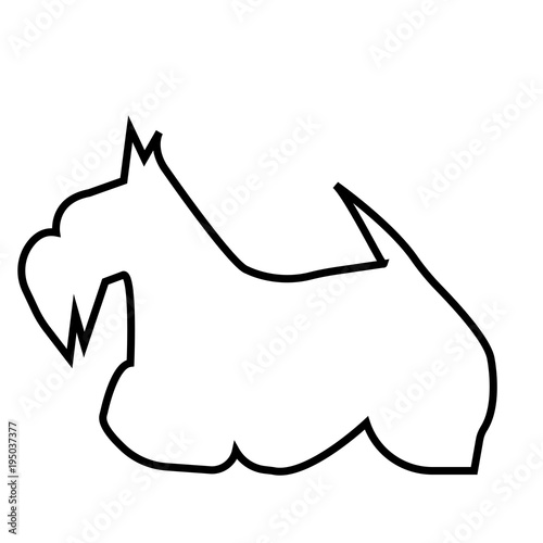 scottish terrier silhouette outline on white background