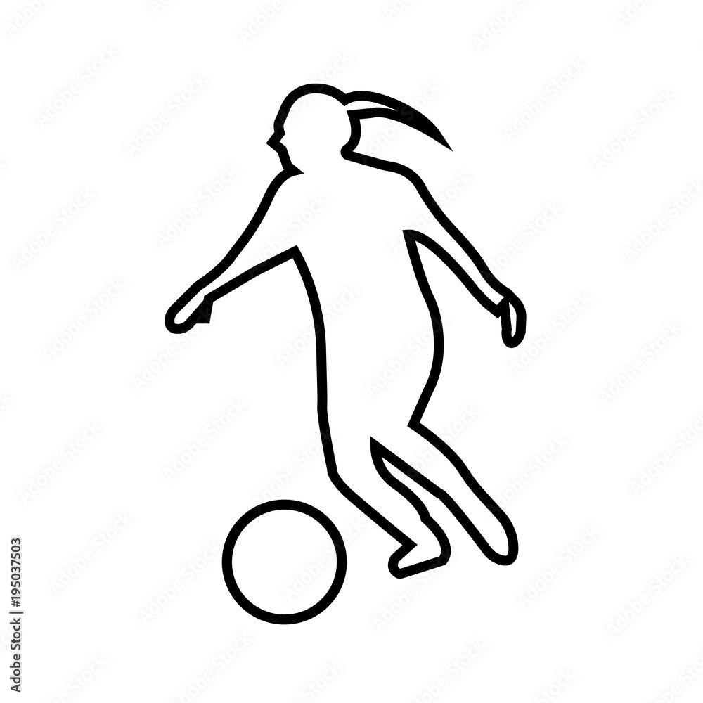 soccer player silhouette girl outline on white background soccer player silhouette girl outline on white background