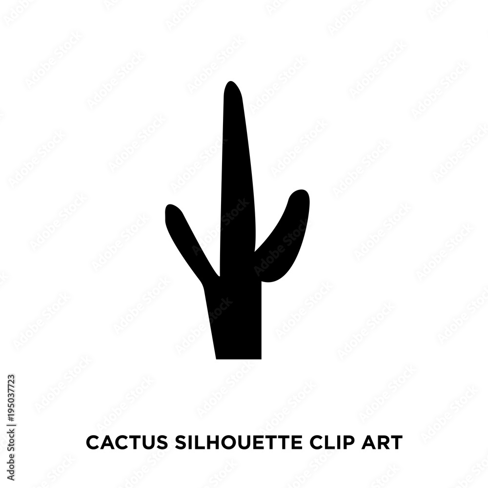 cactus silhouette clip art on white background