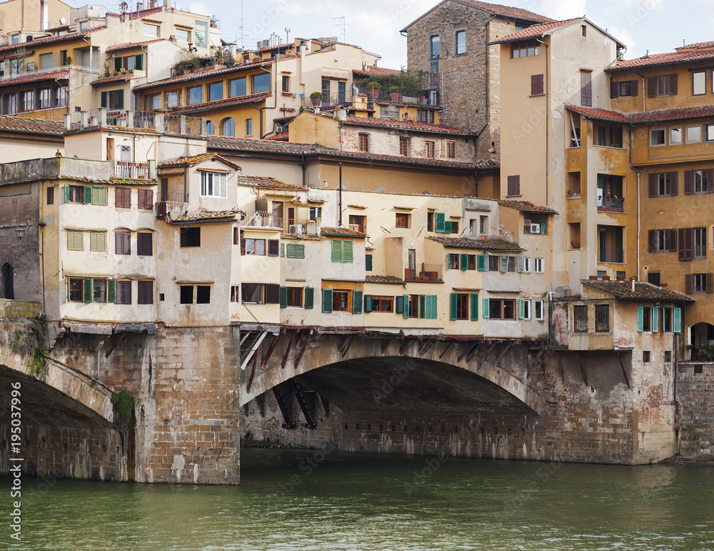 detail of an arch of the famous Ponte Vecchio (Old Bridge) in Florence