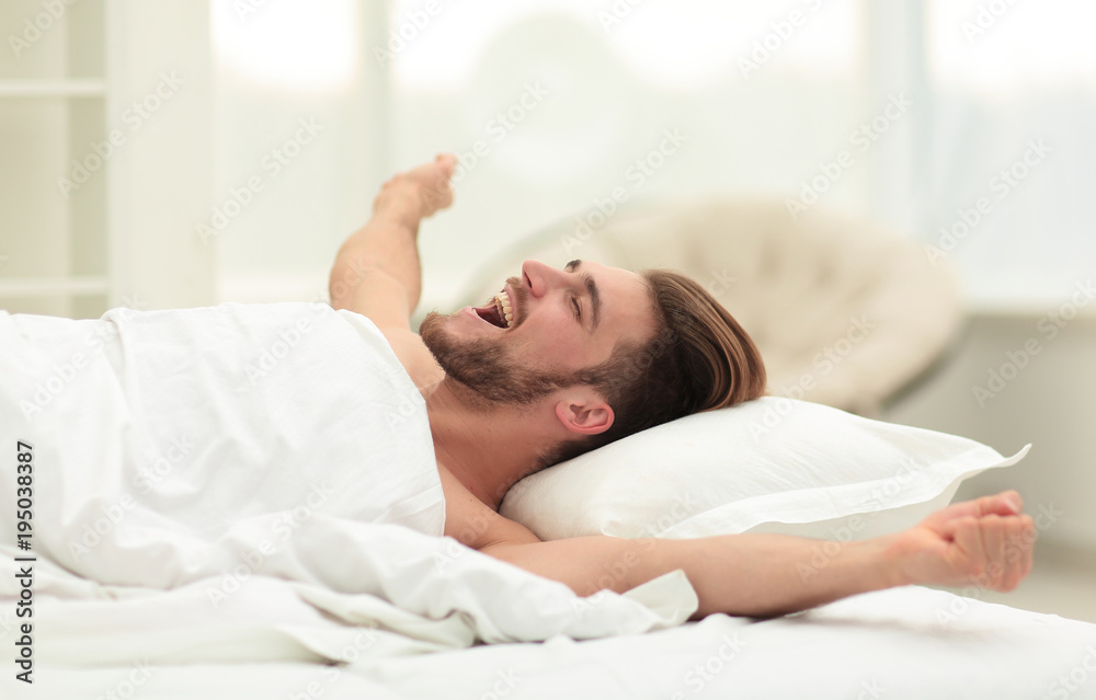 business man waking up on Sunday morning business man waking up on Sunday morning