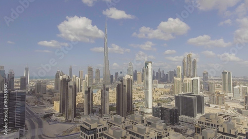 DUBAI, UAE - DECEMBER 2016: Aerial Downtown city view. Dubai attracts 25 million tourists annually