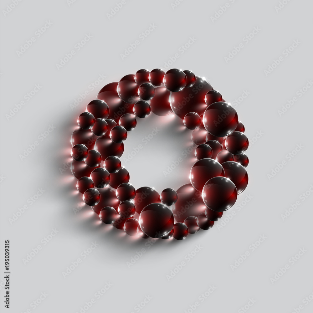 A letter made by red spheres, vector. A letter made by red spheres, vector.