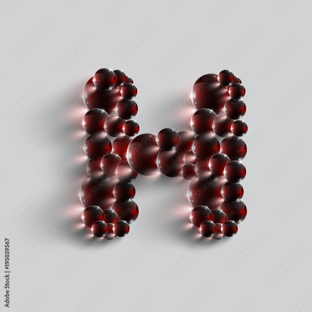 A letter made by red spheres, vector. A letter made by red spheres, vector.