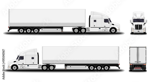 realistic truck. front view; side view; back view.