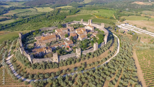 Monteriggioni aerial view, Tuscany in summer