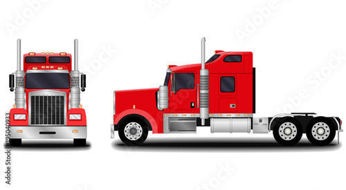 realistic truck. front view; side view.