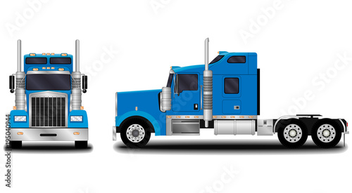 realistic truck. front view; side view.
