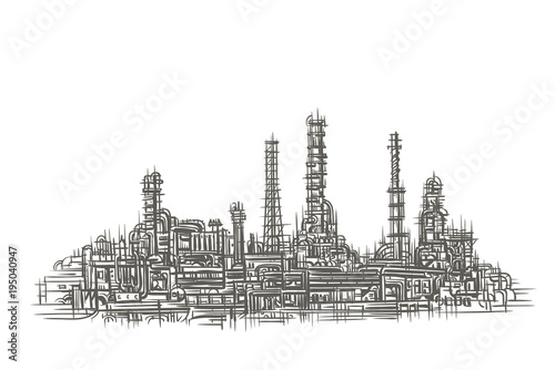 Industrial Landscape sketch. Vector.