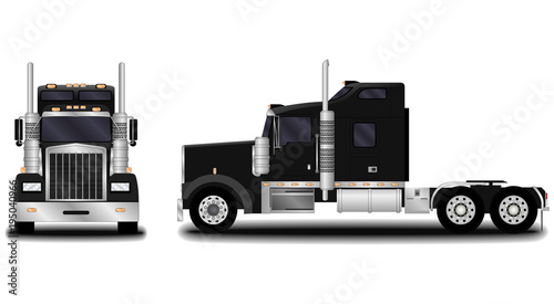 realistic truck. front view; side view.