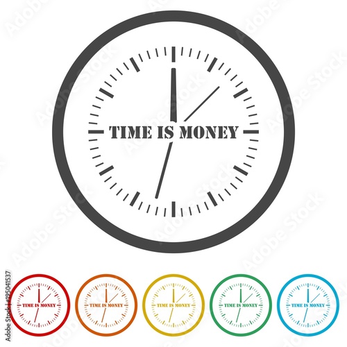 Time is money, Time Out icon, 6 Colors Included
