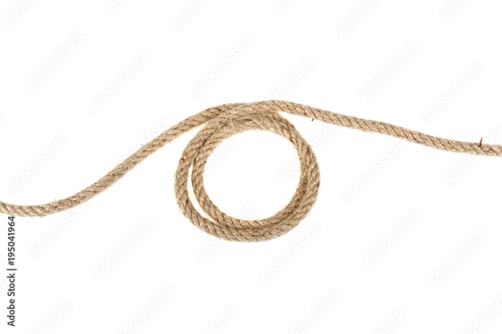 loop of linen rope isolated on white background - obrazy, fototapety, plakaty 