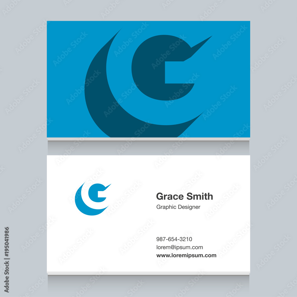 Logo alphabet letter "G", with business card template. Vector graphic ...