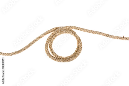 loop of linen rope isolated on white background