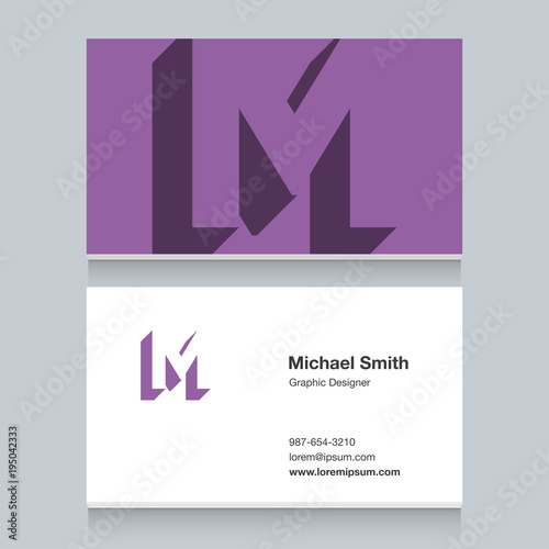  Logo alphabet letter "M", with business card template. Vector graphic design elements for company logo.