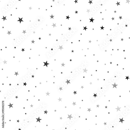 Seamless pattern from a star shape. Black stars on a white background. Vector illustration