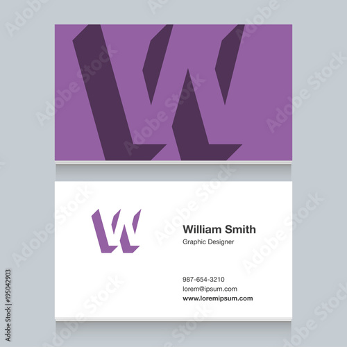 Logo alphabet letter "W", with business card template. Vector graphic design elements for company logo.