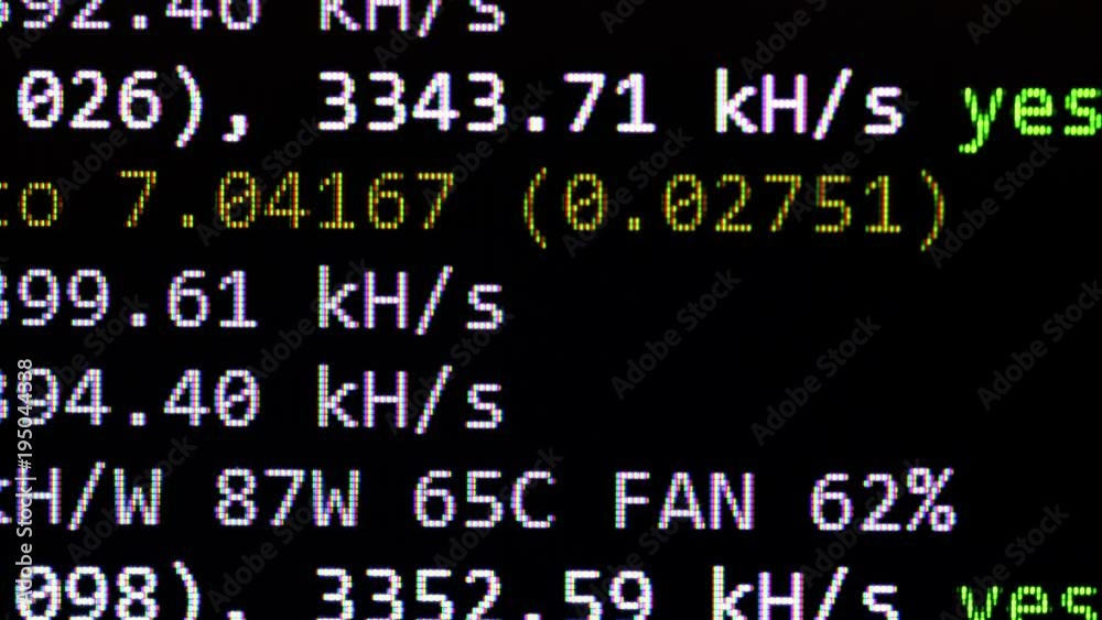 Cryptocurrency Mining With Graphical User Interface (GPU or Video Card) On Computer Monitor Display Cryptocurrency Mining With Graphical User Interface (GPU or Video Card) On Computer Monitor Display
