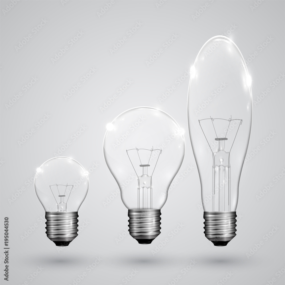 Three kinds of light bulb, vector.