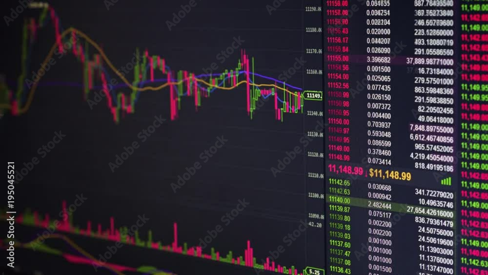 Broker Trading Bitcoin Cryptocurrency On Exchange With Price Evolution Candle Chart