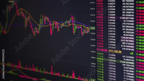 Broker Trading Bitcoin Cryptocurrency On Exchange With Price Evolution Candle Chart